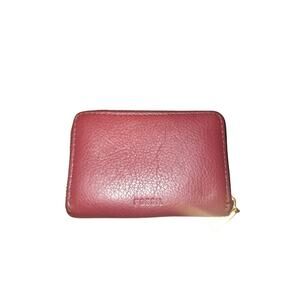 Fossil Leather Burgundy Card Holder Card Wallet Pocket Wallet Apron Wallet Boho